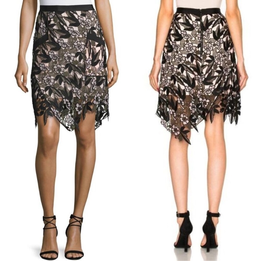 SELF-PORTRAIT Nina Vine Guipure Lace Skirt Size 6